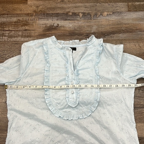 J Crew Eyelet Lace  Bib Long Sleeve Ruffle Top Sz M Prairie Victorian Romantic - Picture 7 of 13